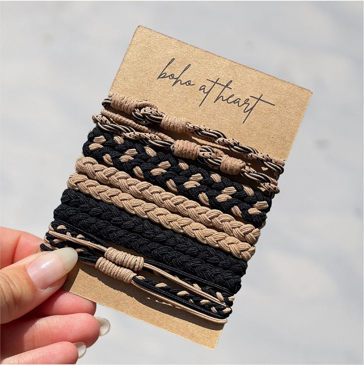 Boho Haargummis im Armbandstyle sand black