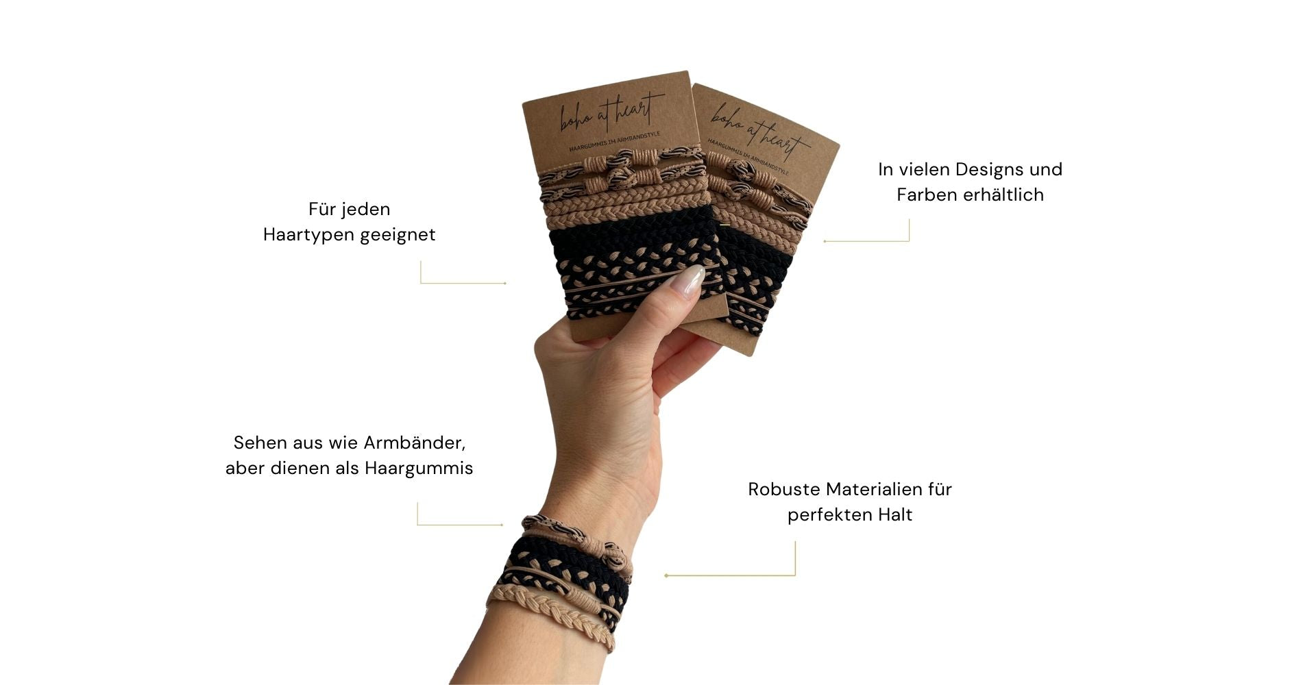 Boho Haargummis im Armbandstyle Produkthighlights