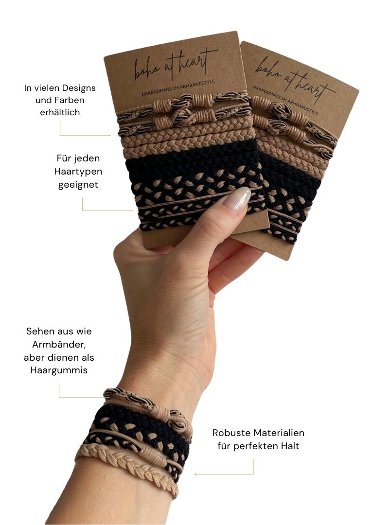 Boho Haargummis im Armbandstyle Produkthighlights